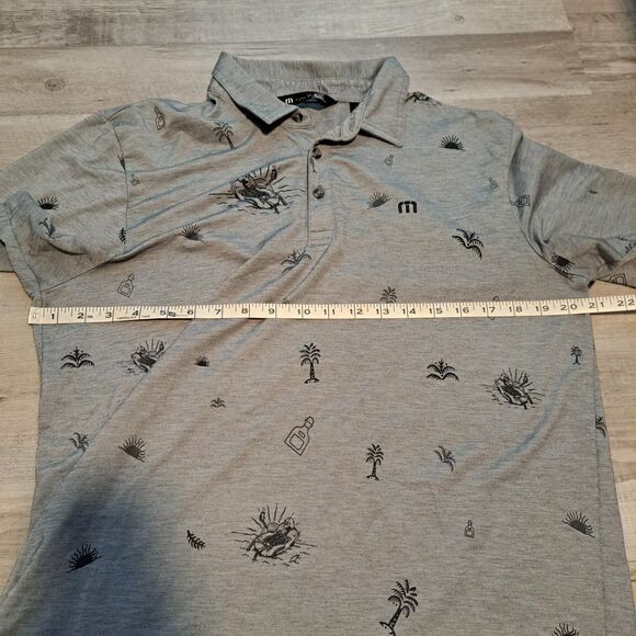 Travis Mathew Polo Shirt Mens Large Palm Tree Skeleton Embroidered Print Golf - Picture 10 of 11